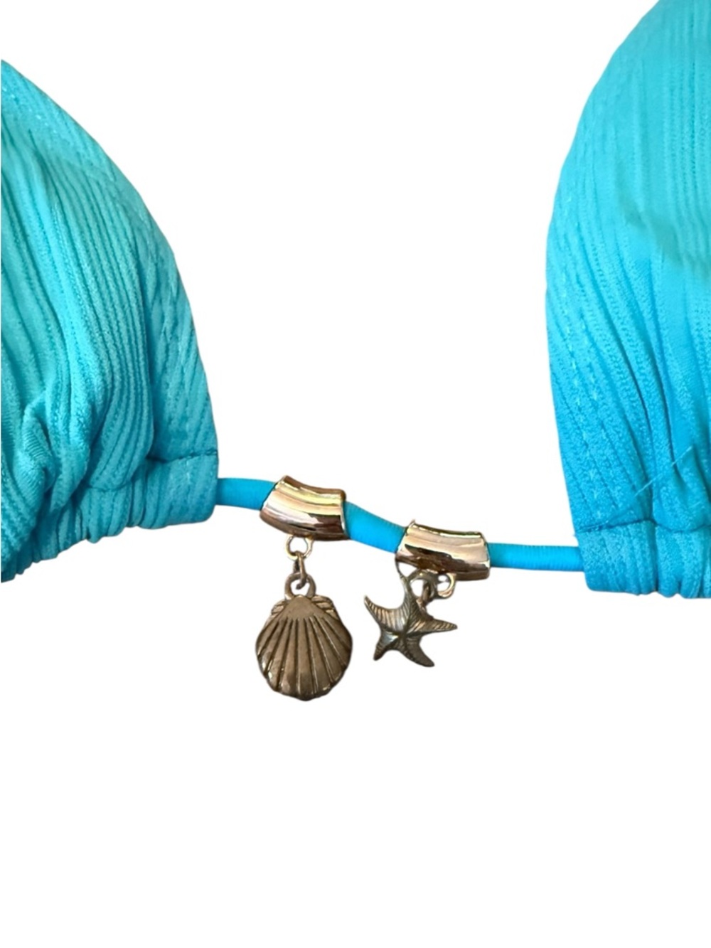 Turquoise Ribbed Halter Bikini Set-SHEIN - Picture 3 of 6